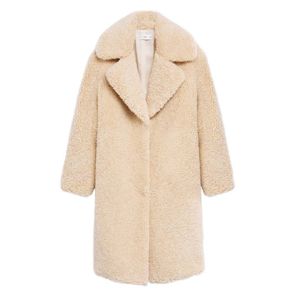 Mango Faux Shearling Fur Coat New - Picture 4 of 7